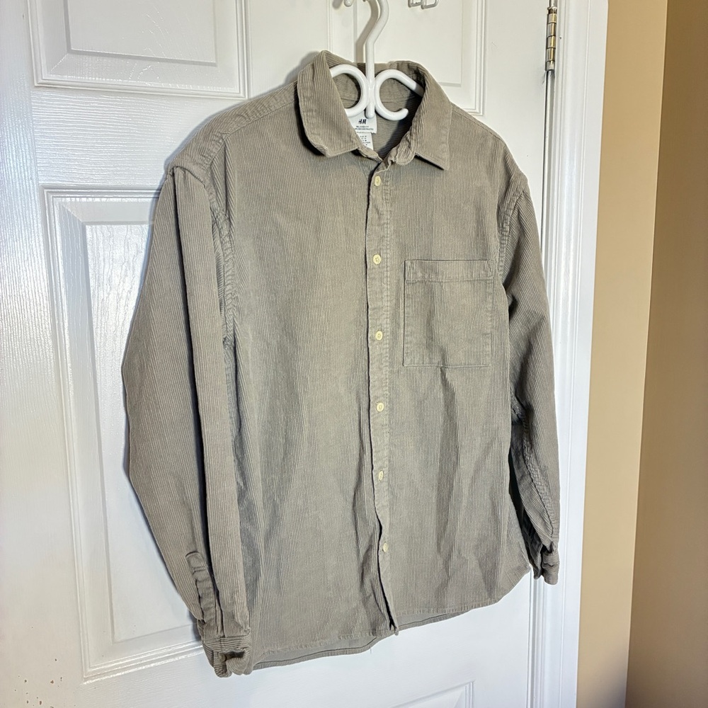 H&M Taupe Corduroy Overshirt Relaxed Fit Shacket Women’s Medium